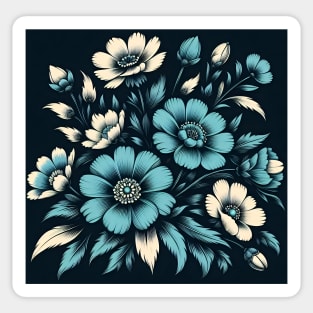 Blue Floral Pattern Sticker